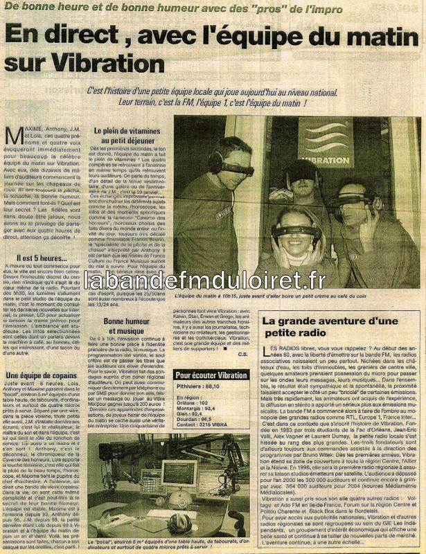 article du Courrier du Loiret, janvier 2005