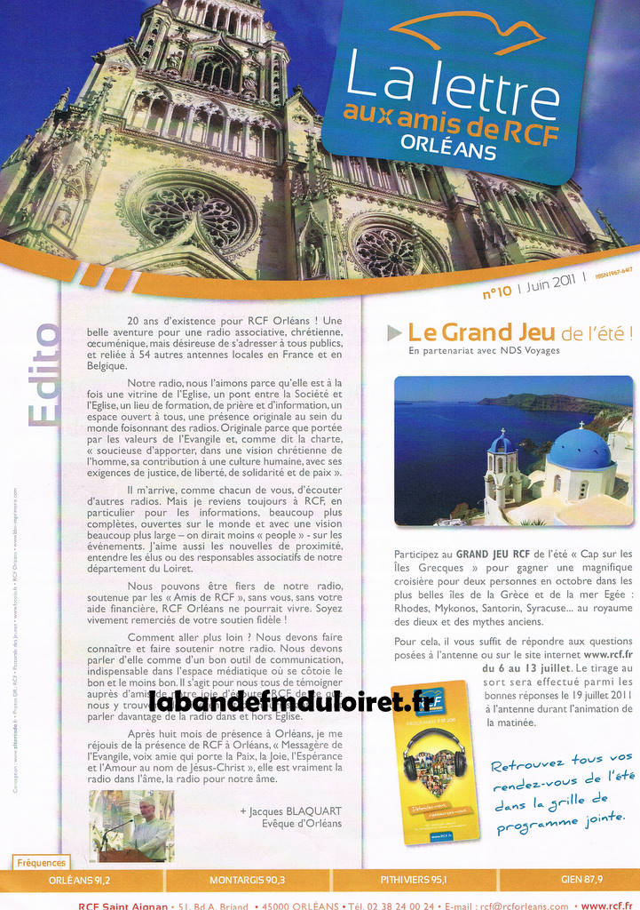 lettre juin 2011 des amis de RCF Orléans (1ere page)