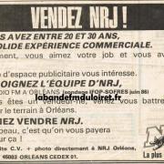 offre d 'emploi NRJ à la fin 1986
