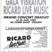 publicite 1989 pour la soirée Ricard live music