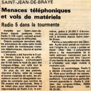 article de presse 23 juillet 1983, suit au vol