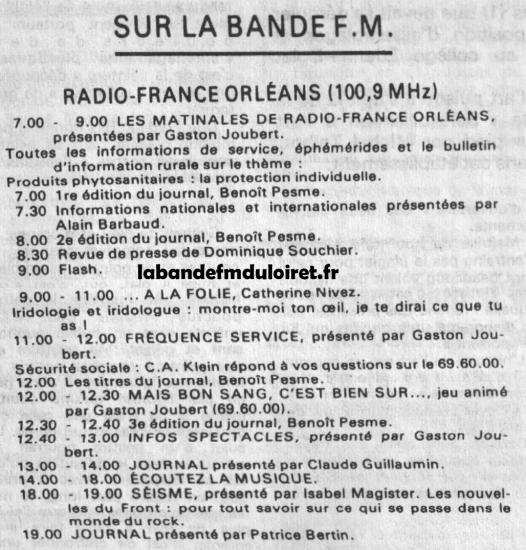 grille des programmes mars 1985