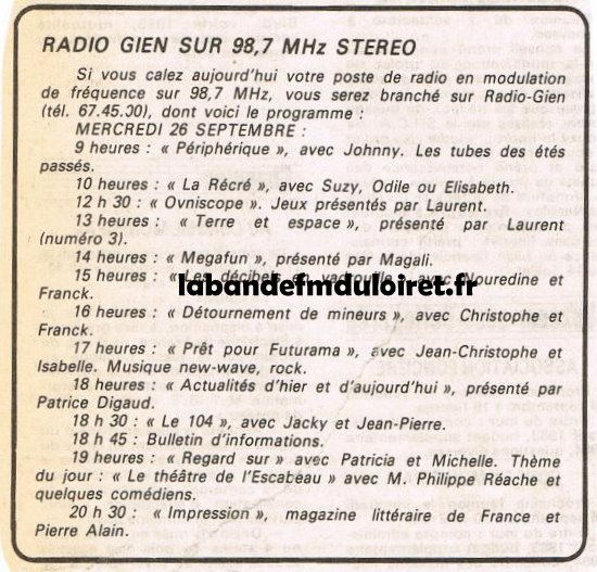 grille des programmes en juin 1984
