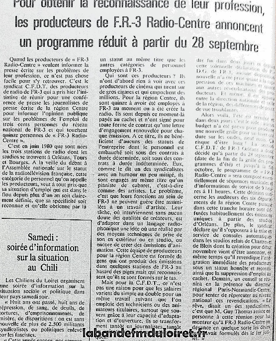 article de presse fin septembre 1981