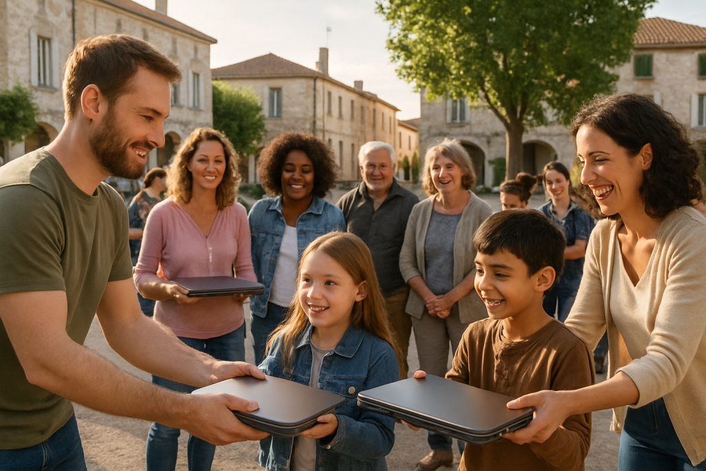 à castillonnès, des ordinateurs sont offerts pour aider les familles à accéder au monde numérique et faciliter leur connexion au web.