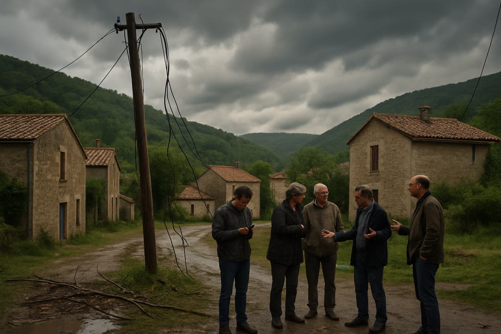 à cubières-sur-cinoble, les habitants subissent un mois sans réseau téléphonique suite à une tempête, confrontés à des difficultés de communication persistantes.