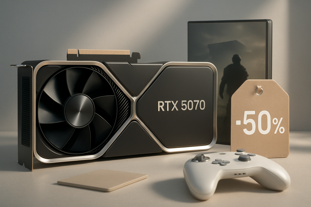profitez de l'offre exceptionnelle sur la carte graphique nvidia rtx 5070 : prix réduit sous les 600€ avec une remise de 15% et un jeu offert en bonus. ne manquez pas cette occasion unique pour booster votre expérience gaming !