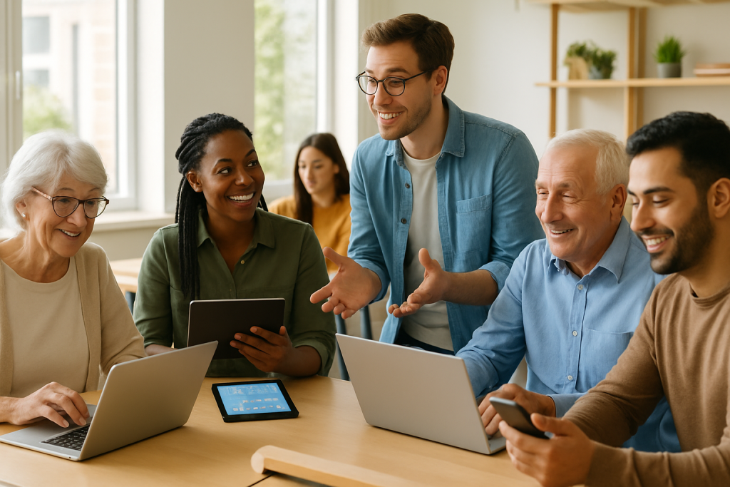 Ateliers gratuits : initiez-vous à l’informatique et domptez vos appareils numériques en toute simplicité participez à nos ateliers gratuits pour apprendre l'informatique et maîtriser facilement vos appareils numériques, même sans expérience préalable.